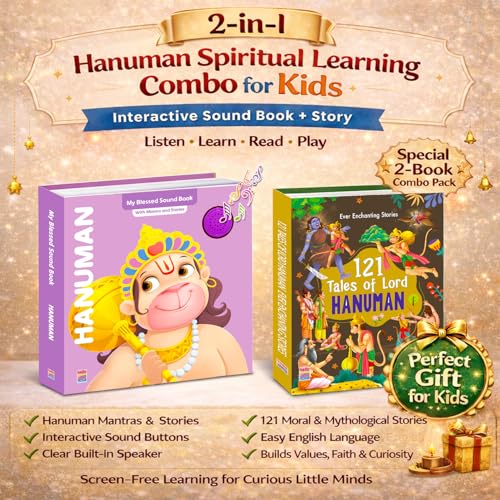 Image of Hanuman Mantra Sound and 121 Story Book Combo for Kids ; India's First Mythology Mantras Sound Book to Teach Indian Culture, Values Devotional