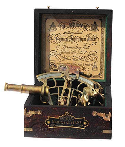 J. Scott London Brass Ship Sextant with Hardwood Box C-3082