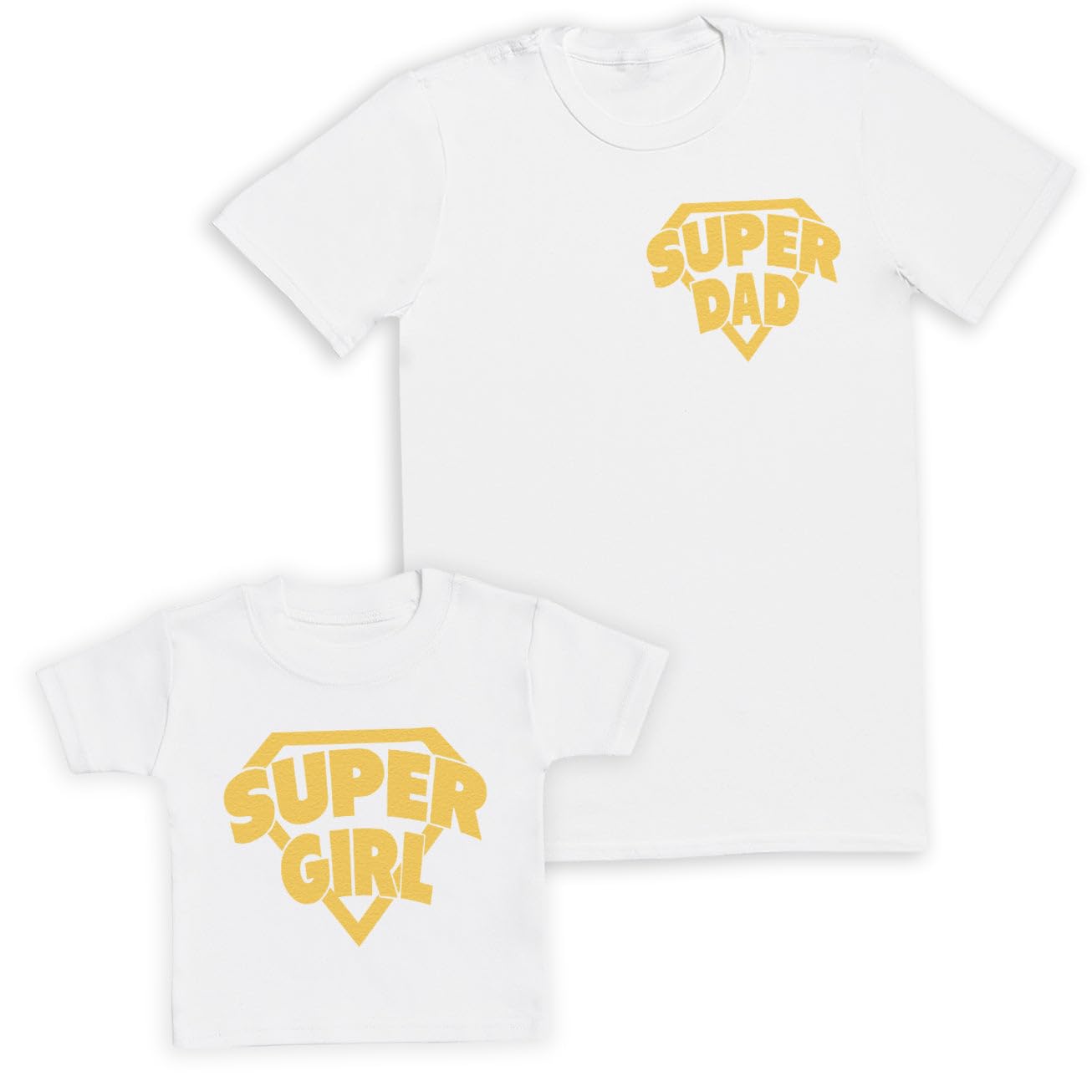 Super Girl Baby Gift Set - Set of 2 - Father & Baby Matching Set - Dad & Baby - Gift for Daddy Him Dad White