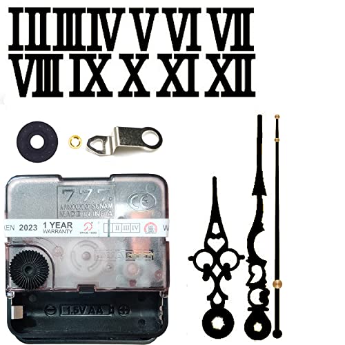 Image of 12 Pcs Arabic Mirrored Acrylic Numerals Movement Machine 22mm for Wood Resin Marble Clock Fancy Needles Pack 1 (Black D3)
