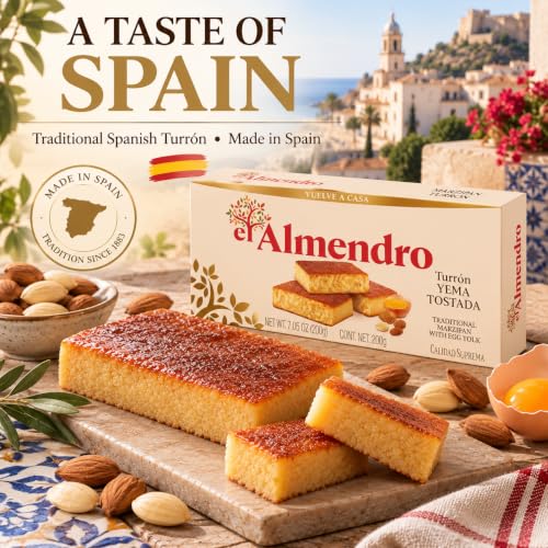 El Almendro Toasted Egg Yolk custard Nougat (Turrón de Yema Tostada), Authentic Spanish Gourmet Candy, Soft Almond Sweet Treat, Gluten-Free - 7.05 oz (200g) - image 4