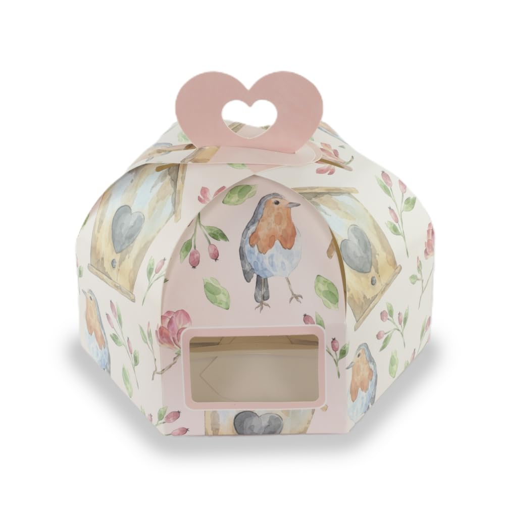 Pack of 25 Boxes. Cake Box with Handle (Half Kg) / Hamper Box – ChicaChoc Pink Floral (Size 8x8x6.5 Inch) Baby Shower, Christmas, Birthday, Homebakers