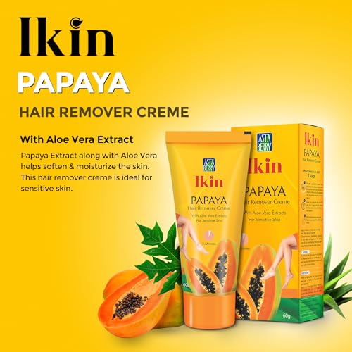 Image of Ikin Papaya Hair Remover Cream For Sensitive Skin - Bikini Hair Removal Cream For Women & Girls Pack of 4 (60gm X 4)