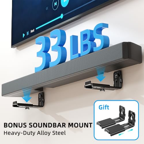 Image of HOME VISION Full Motion TV Wall Mount with Soundbar Bracket for 37-85 Inch Flat /Curved TVs, Dual Articulating Arms Swivel Tilt Level, Max VESA 600x400mm, Fits 16 inch Studs, Holds up to 132lbs