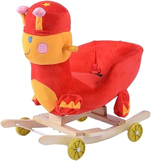 LINGZHIGAN Caballo de oscilación de Madera Maciza de Troya Doble finalidad la Silla de oscilación del Cochecito