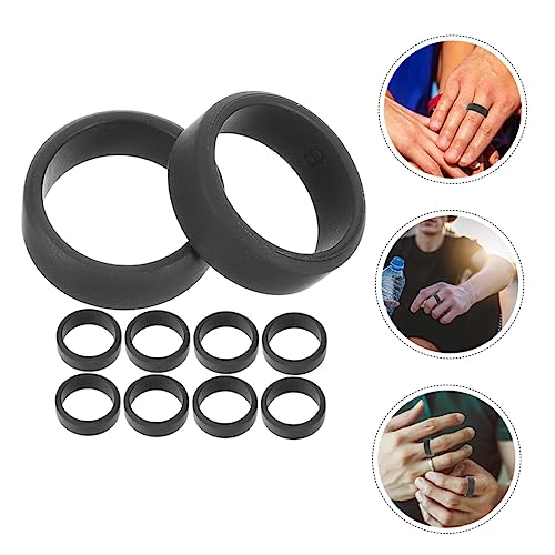 Anillos de silicona para hombres 10 unidades negro miniatura 4