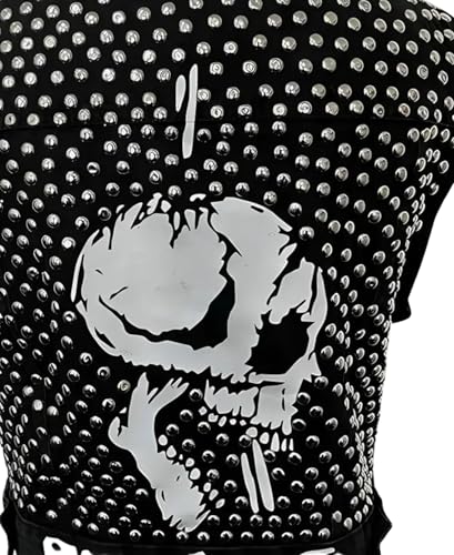 Mens Rockstar Black Studded Jean Pop Rock Blackgoat Denim Vest4