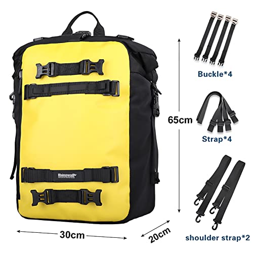Alforja para motocicleta Rhinowalk 30L impermeable amarilla miniatura 3