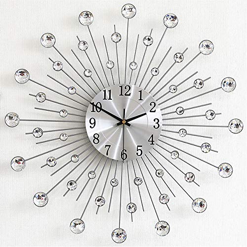 COMBIUBIU Silver Wall Clock Stylish Diamond Silent Non-ticking Arabic Numeral...