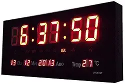 RELÓGIO de Parede LED Vermelho DIGITAL Alto Brilho com Termômetro Data e Hora 3x15x36