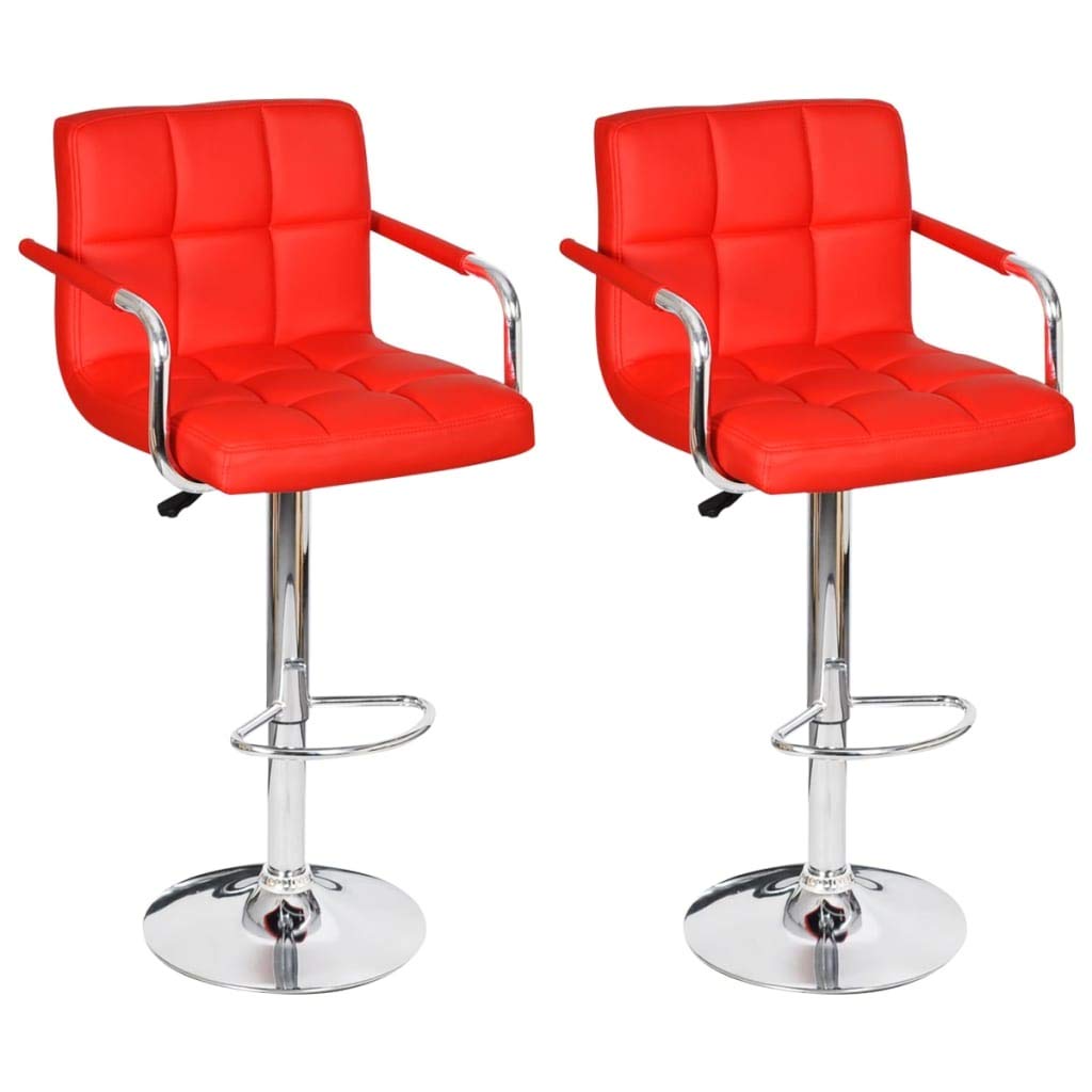 FAMIROSA Bar Stools 2 pcs Red Faux Leather