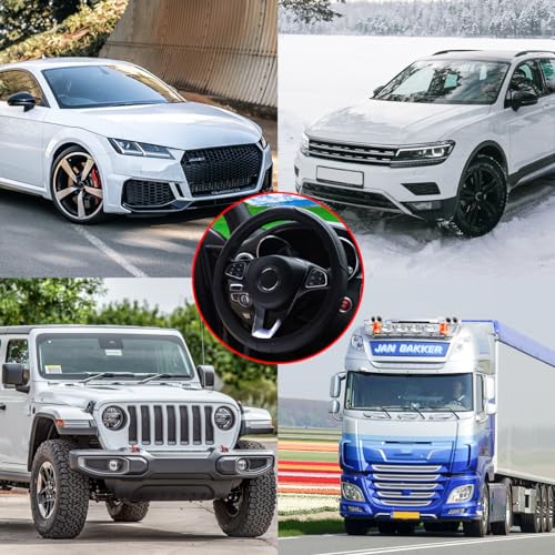 Adunsiaoto Lenkrad Abdeckung Mikrofaser, Heavy Duty Lenkradhülle, Carbon Fiber Auto Lenkrad, Abdeckung Atmungsaktiv Lenkradbezug Faser, Mikrofaser Leder Lenkradhülle Universal Größe(Schwarz)