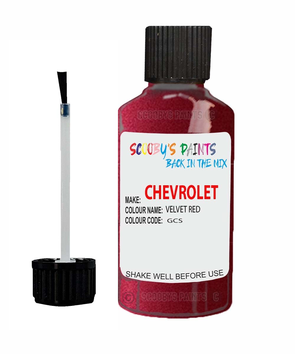Scoobys Paints Back In The Mix Velvet Red Touch Up Paint For Chevrolet Orlando Gcs 2008-2017 30Ml Bottle Brush Scratch Stone Chip Repair Pen