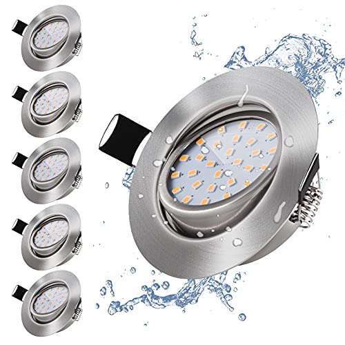 Spot LED Encastrable Orientable, 5W 450LM Spot Encastrable LED Extra Plat, Lot de 6 Plafonnier Encastré Blanc Chaud 3500K, Plafond Encastrable IP44 Etanche, pour Salle de Bain, Salon, Cuisine Cover