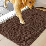 MudGuard Mat™ Dog Door Mat for Muddy Paws, Super Absorbent Microfiber, Non-Slip Indoor Mat, Quick Dry Chenille Mud Mat for Dogs & Entryway, Washable, Choco 24' x 36'