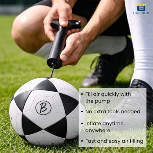 Image of Btag Football with Pump | Rubber Moulded Training & Match Ball | Suitable for All Age Groups | Outdoor Waterproof | for Ground, Grass & Turf (Black)