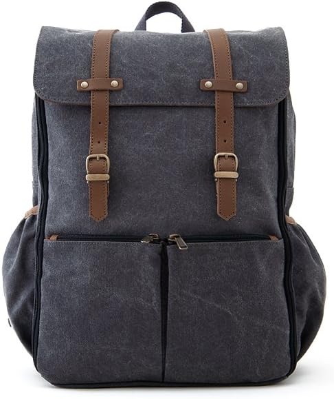 Oliday Waterproof Carryall Diaper Bag/Backpack/Dads Diaper Bag/Smart Organizer/Extra Comfort Shoulder Straps/Stroller Friendly/Genuine Leather Straps (Canvas Gray)
