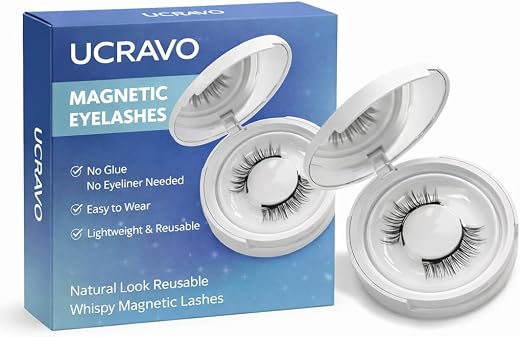 UCRAVO Magnetic Eyelashes for Women Natural Look Reusable Wispy Magnetic Lashes No Glue No Eyeliner Needed – Lightweight I...