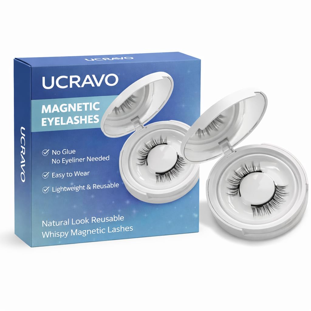 UCRAVO Magnetic Eyelashes for Women Natural Look Reusable Wispy Magnetic Lashes No Glue No Eyeliner Needed – Lightweight I...
