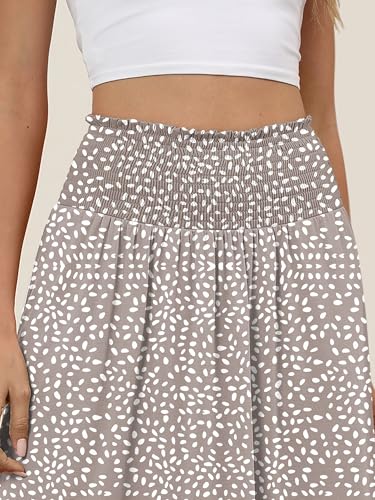 Image of ANRABESS Women's Maxi Skirts Summer Boho Floral High Waisted Flowy Swing Pleated Beach Long Skirt with Pockets