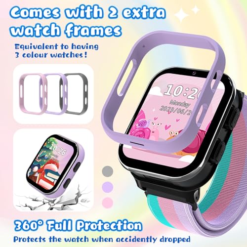 Image of 4G Kids Smart Watch, Smartwatch for Kids Phone Touch Screen, Educational Games Pedometer Fitness Alarm Calculator Clock Music Player, Suitable for Children Aged 4-10 Years Old, (Purple)