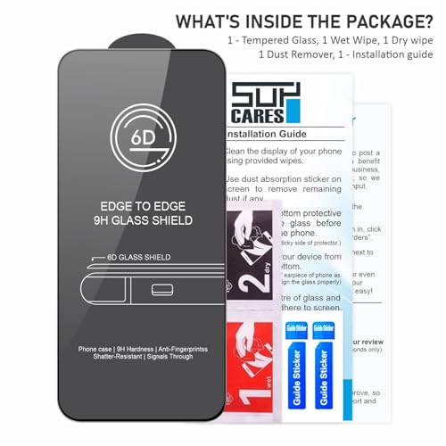 Image of SupCares Tempered Glass for Vivo V70 FE (6.83 Inch) With Installation Kit | 9H Edge to Edge Screen Protector | Black