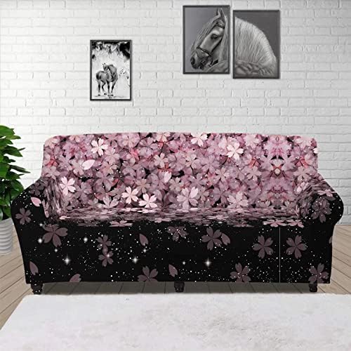 Dreaweet Cherry Blossom Print Slipcover Sofa Cover for Living Room Bedroom, Floral Furniture Protector, Machine Washable Home Decoration Cover