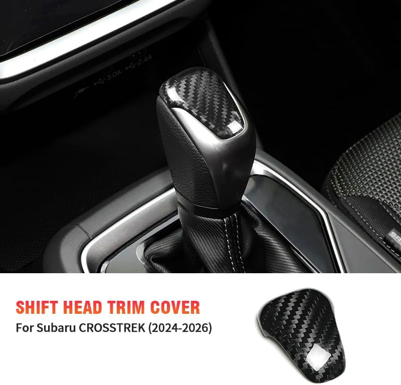 Real Carbon Fiber Gear Shift Knob Cover Trim for Subaru Crosstrek 2024 2025 2026,Forester 2025 2026，Outback 2025 2026 for Subaru Accessories 2025 2026 (Black)