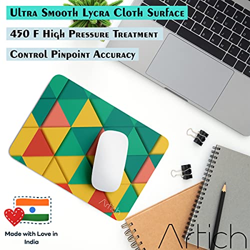 Image of Artich Designer Gaming Mouse Pad for Office Laptop /Computer with Super Soft Non-Slip Rubber Base and Lycra Cloth Surface for Silky Touch Rectangle (Tropical Triangle Marble Abstract)