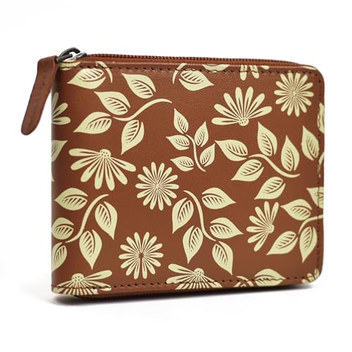 Image of WildHorn Women's Zip Around Wallet - Premium Leather Floral Print Purse | Stylish Clutch with Zipper Closure & Multiple Card Slots for Ladies & Girls