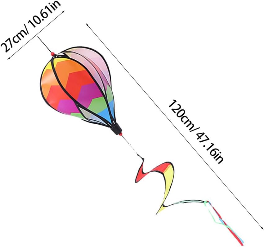 KOMBIUDA Rainbow Hot Air Balloon Wind Hanging Decor for Garden Yard Outdoor Parties 47 Inch Spiral Colorful Windmill Decoration Easy to Install