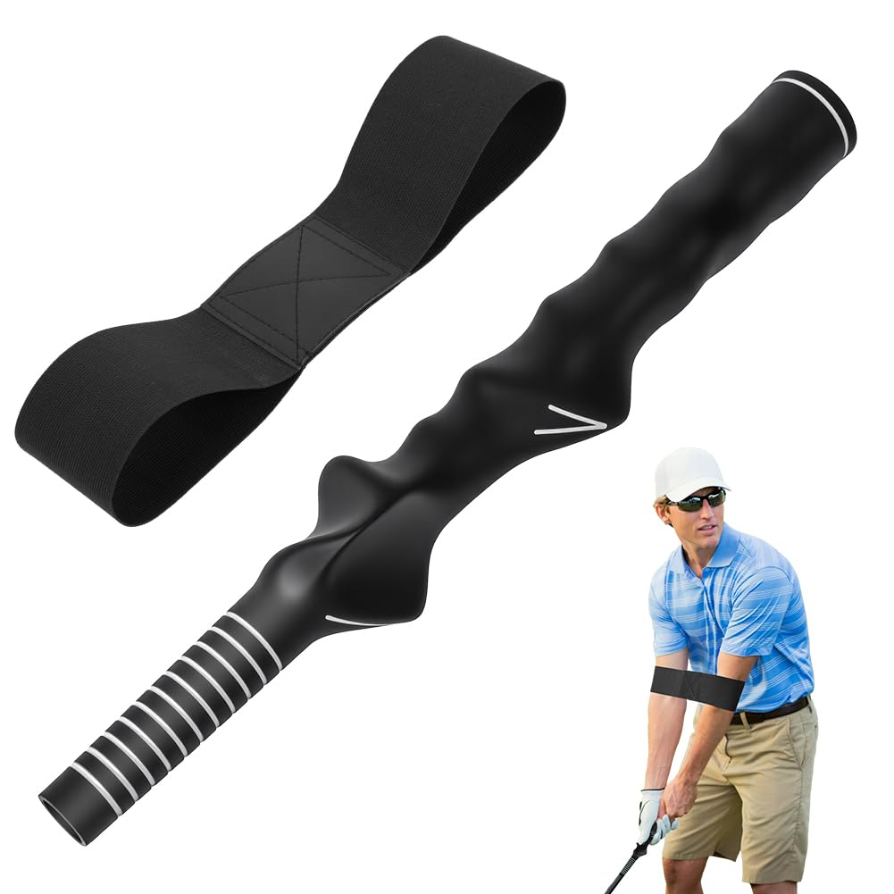 flintronic 2PCS Golf Training Grip, Golf Grip Training Aid, Anti-Slip Golf Swing Trainer with Arm Band, Posture Correction Practice Alignment for Beginner, Right Handed Golfers — image 1