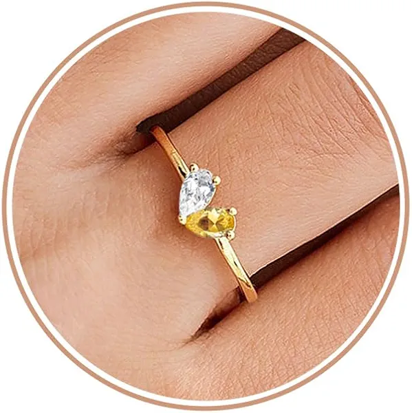 TOSGMY Gold Birthstone Rings for Women Non Tarnish Stackable Ring Dainty 14K Gold Plated Heart CZ Emerald Gemstone Ring Wedding Engagement Promise Ring for Her Birthday Personalized Jewelry Gifts for Mom Size 6-10