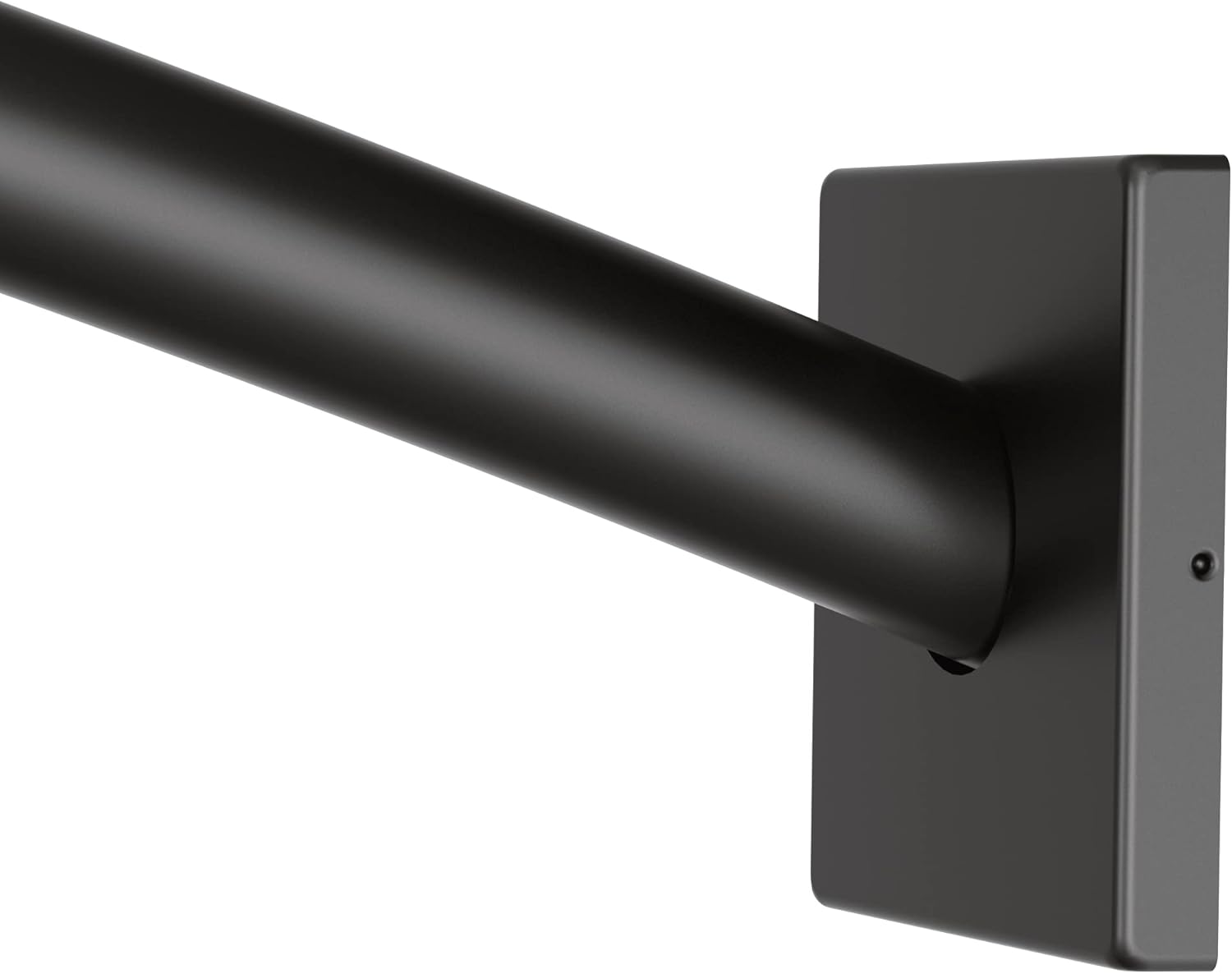 Moen Triva Matte Black 5-Foot Curved Fixed Mount Shower Curtain Rod with Pivoting Flanges, CSR2167BL