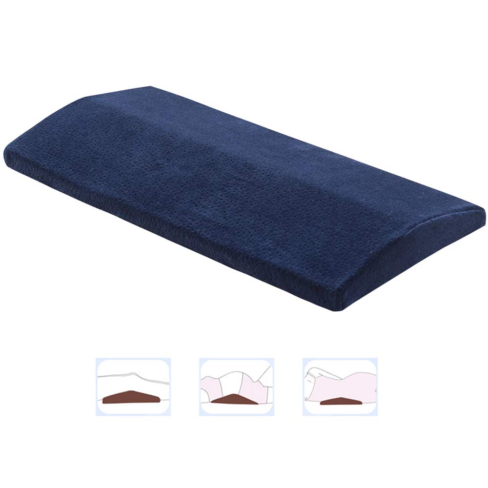 CompuClever Long Sleeping Pillow for Lower Back Pain,Memory Foam Leg Cushion Lumbar Support Wedge Pillow for Sleeping Side or Back,Orthopedic Waist Pillow for Sciatica Blue