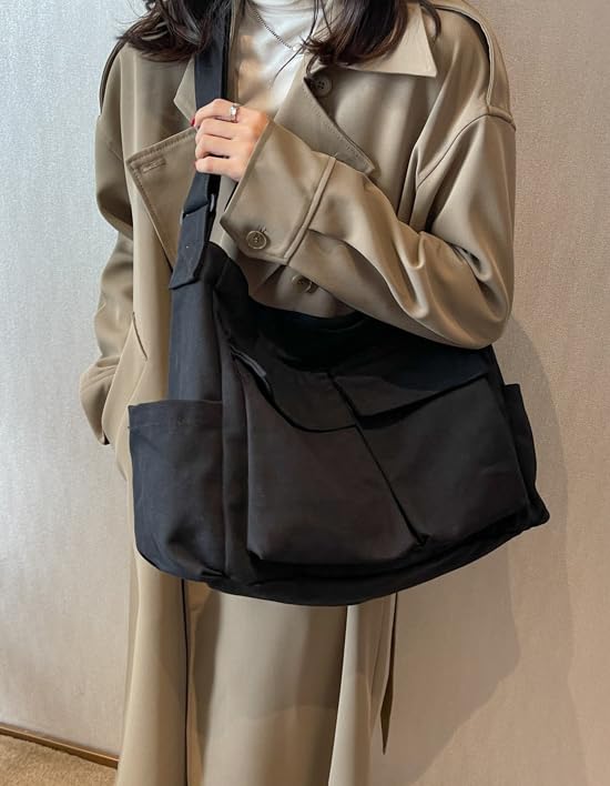 Bolso grande Lauthen tipo Hobo en lona para mujeres y hombres miniatura 5