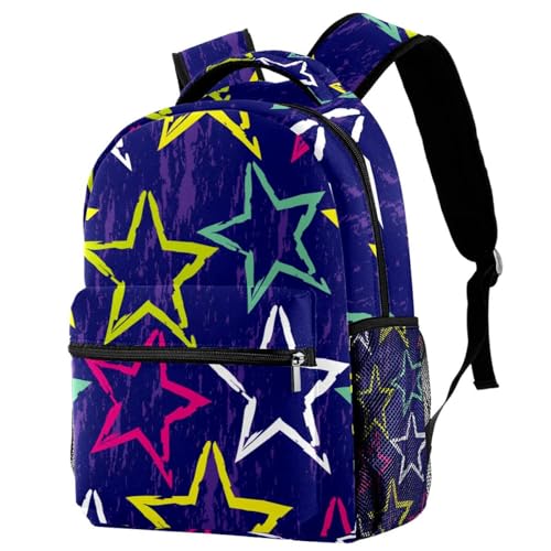 Sac à dos adolescents avec dos matelassé et motifs étoiles pour l'école