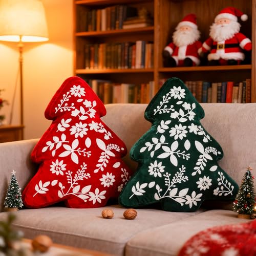 Lanpn 2 Stück Weihnachtsbaum Kissen Weihnachtskissen, Blätter...
