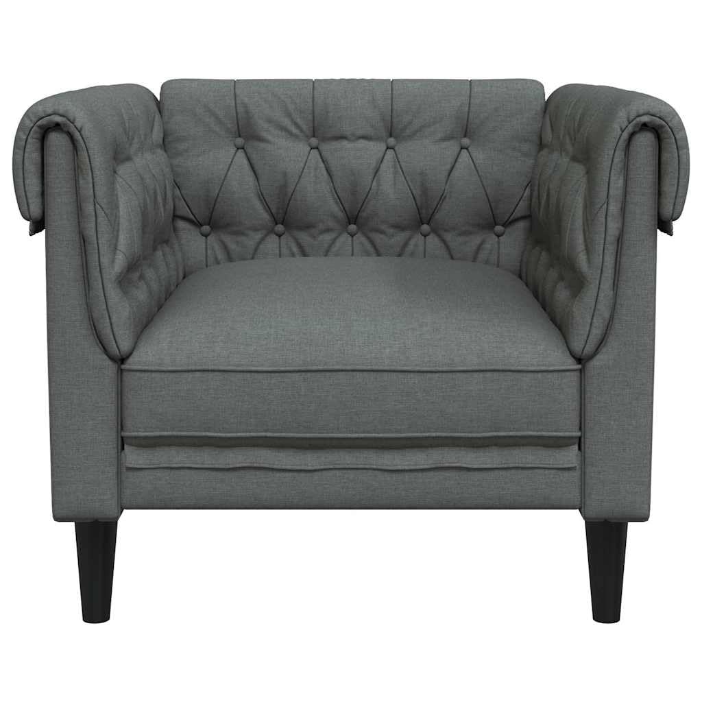 vidaXL Chesterfield Sessel, Polstersessel mit Armlehnen Rückenlehne Stützbeine, Loungesessel für Wohnzimmer, Clubsessel, Modern, Dunkelgrau Stoff