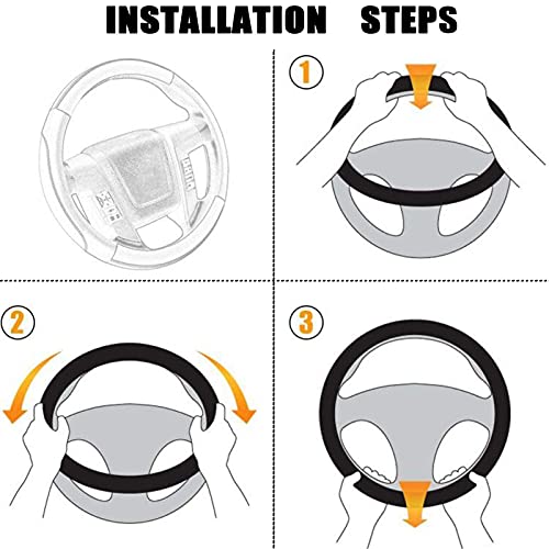 Yslsloo 1 Set 5 Pcs Fluffy Steering Wheel Cover Set & Handbrake Cover & Gear Shift Cover Set & Seat Belt Shoulder Pads Car Interior Furry Steering Wheel Covers Fit For 15 Inch (Yellow) #TOP6