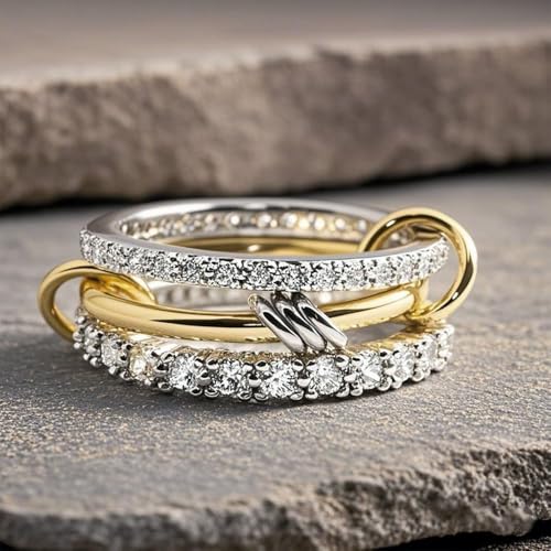 Stacking Engagement Rings for Women 3Pcs Stainless Steel Micro Paved 5A CZ Cubic Zirconia Ring Set Stackable Full Finger Band Jewelry3