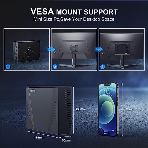 HISTTON Mini PC Windows 11 Pro, Core i9-9880H 8 Kerne 16 Threads bis zu 4,80 GHz Mini Desktop PC, 16GB RAM 512GB NVMe SSD, Wi-Fi5 BT4.2, 4K Triple Display, Auto Power On, Mini Gaming PC, Mini Computer – Bild 8