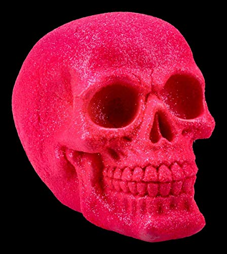 Figuren shop gmbh Gótico Calavera - Brillo, Fucsia, Sólido, Muy Fantasía Calavera,Cráneo,Kopf-Skulptur,Figura Decorativa, Artículo Decorativo, H 12 CM
