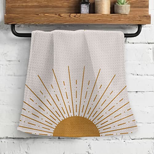 Ohsul Boho Sun Sunrise Sunset Sunshine Line Rainbow Highly Absorbent Kitchen Towels Dish Towels Dish Cloth Set Of 2,Bohemian Modern Hand Towels Tea Towel For Bathroom Kitchen Decor,Boho Lover Gifts #TOP5