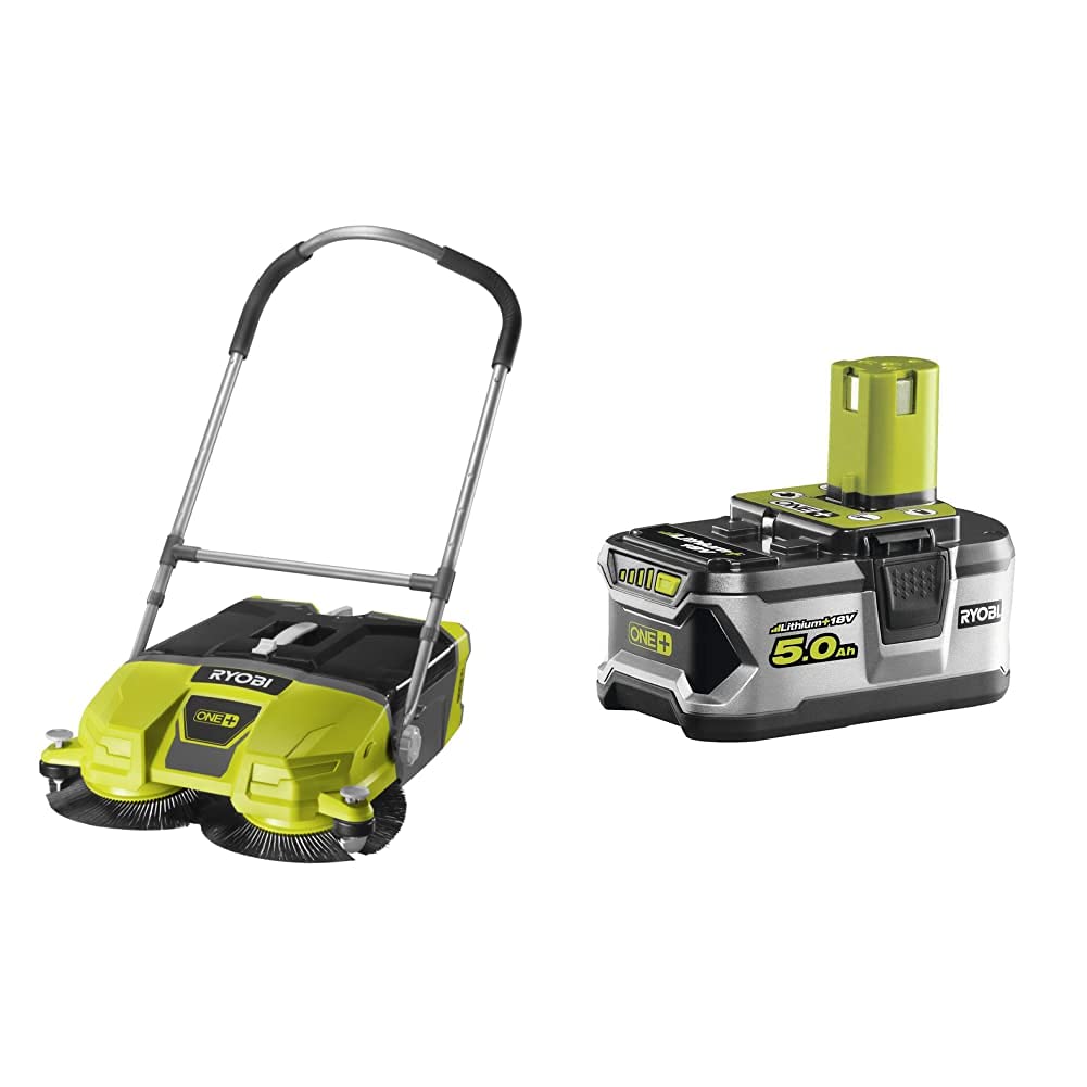 Ryobi R18SW3-0 18V ONE+ Cordless Debris Sweeper (Body Only), 18 V, Green & RB18L50 ONE+ Lithium+ 5.0Ah Battery, 18 V