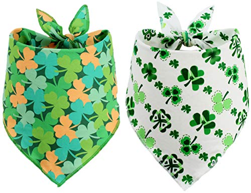2 Pack St Patricks Day Bandana for Dogs,Triangle Bibs Pet Scarf for Dogs