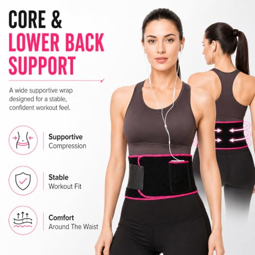 Image of Belly Fat Belt for Women and Man,Sweat Belt Fat Burner with Pocket,Neoprene Waist Trimmer for Weight Loss,Tummy Exercise,Hot Slimming Belt Lower Back Support and Relief in Back Pain