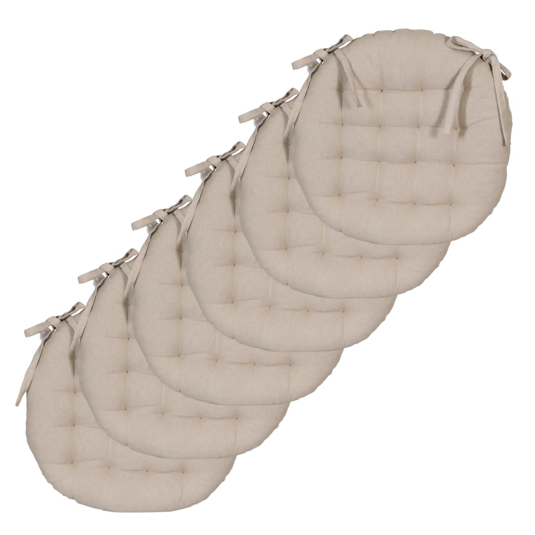 Atout Ciel - Juego de 6 Almohadillas de Silla Redondas, Bicolor (40 cm, Color Gris y Antracita)