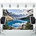 Renaiss 7x5ft Fabric Mountain Lake Backdrop Banff National Park Moraine Lake Background Canadian Rockies Mountain Pine Trees Forest Nature Camping Backdrop Wallpaper Portraits Shoot Photo Props