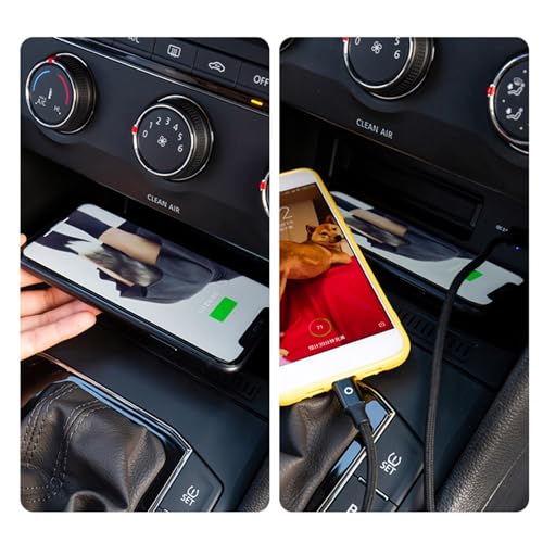 Cargador de coche inalámbrico Qi y soporte de placa de carga rápida para móvil en VW Tharu y Tiguan 5